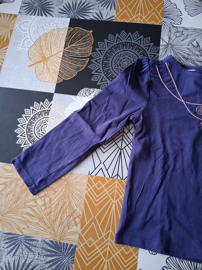 T-shirt fille manches longues bleu marine 5 ans - photo numéro 2