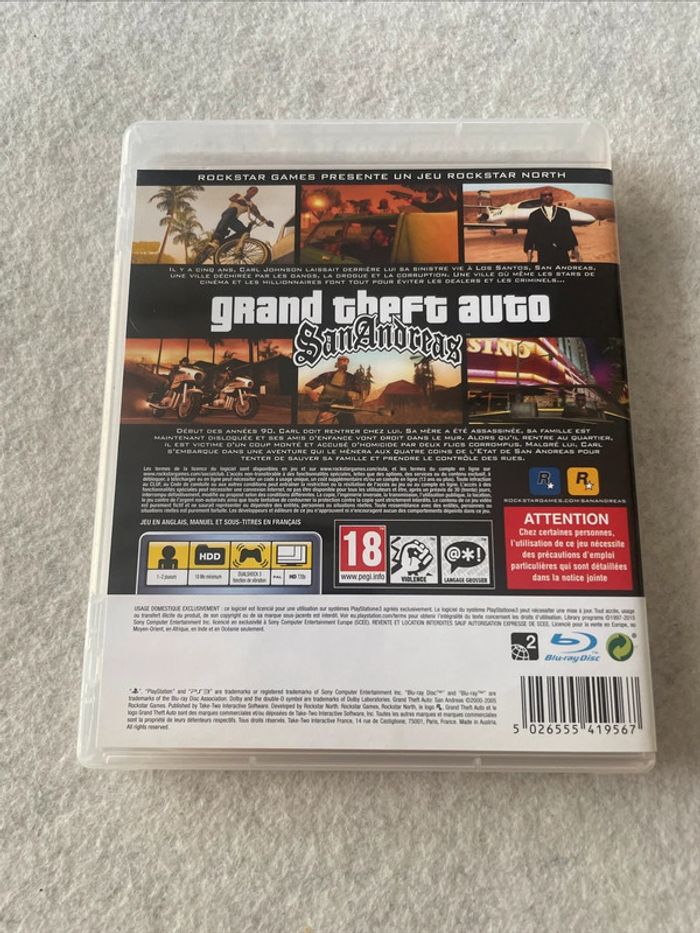 Grand Theft Auto San Andreas Jeu Playstation 3 PS3 Complet FR - photo numéro 3