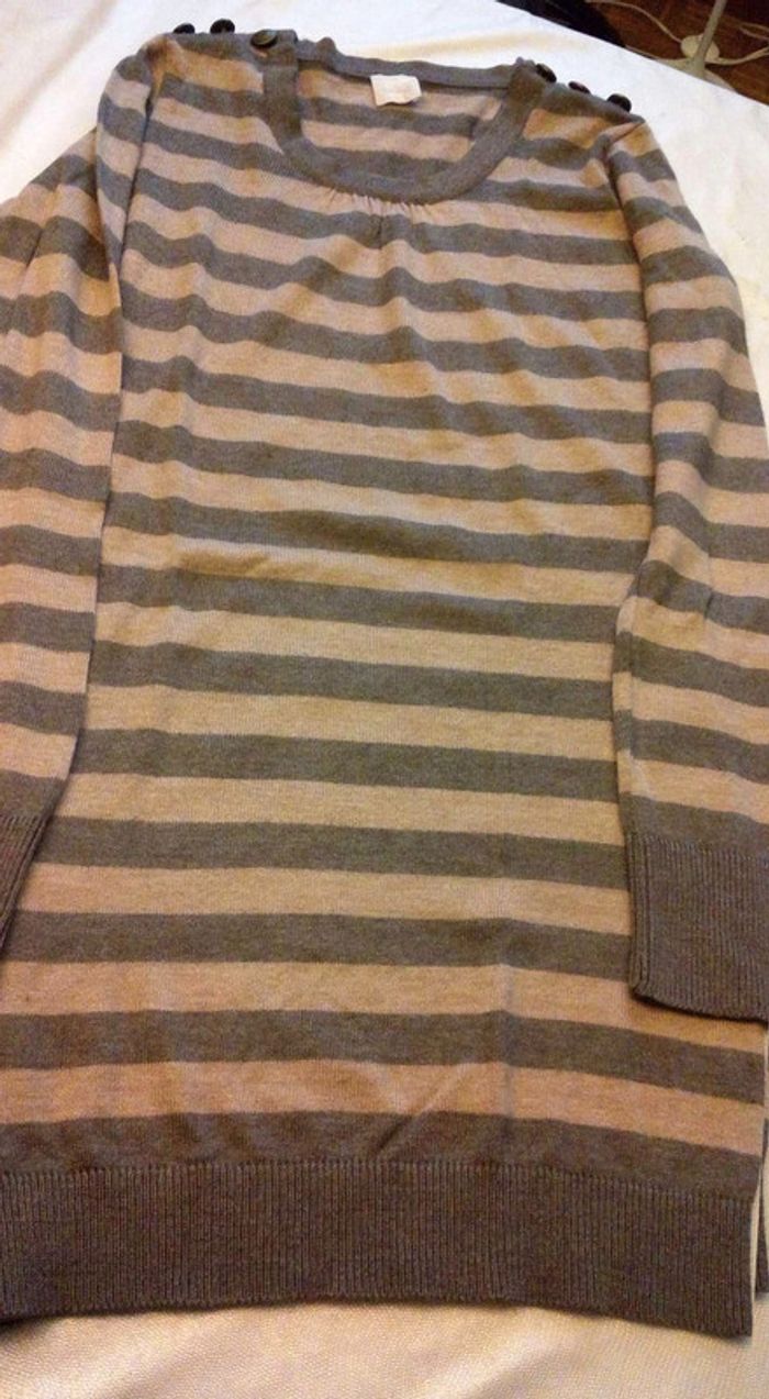 Robe pull T36 marron et beige