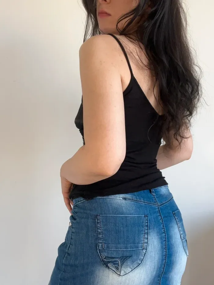 Débardeur noir satin à dentelle taille S - photo numéro 4