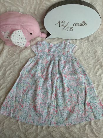 Robe été légère Fille 12/18 mois Motif Fleurs 3 pommes 100% coton