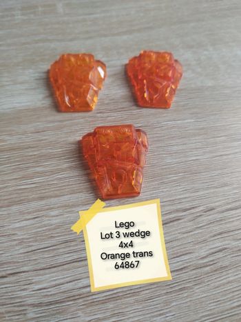 Lego lot 3 wedge 4x4 orange trans 64867