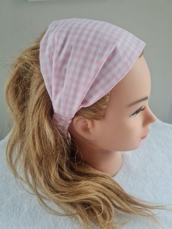 Bandeau fichu vichy rose 