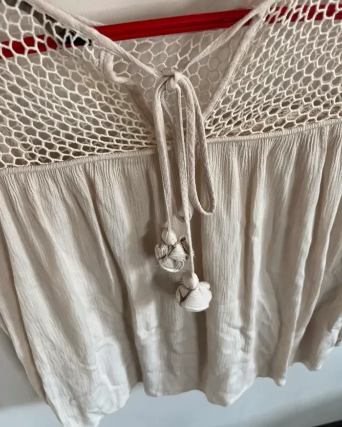 Blouse beige Zara bohème sexy - photo numéro 5