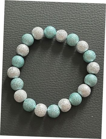 Bracelet turquoise et argenté en perles taille unique jamais porté