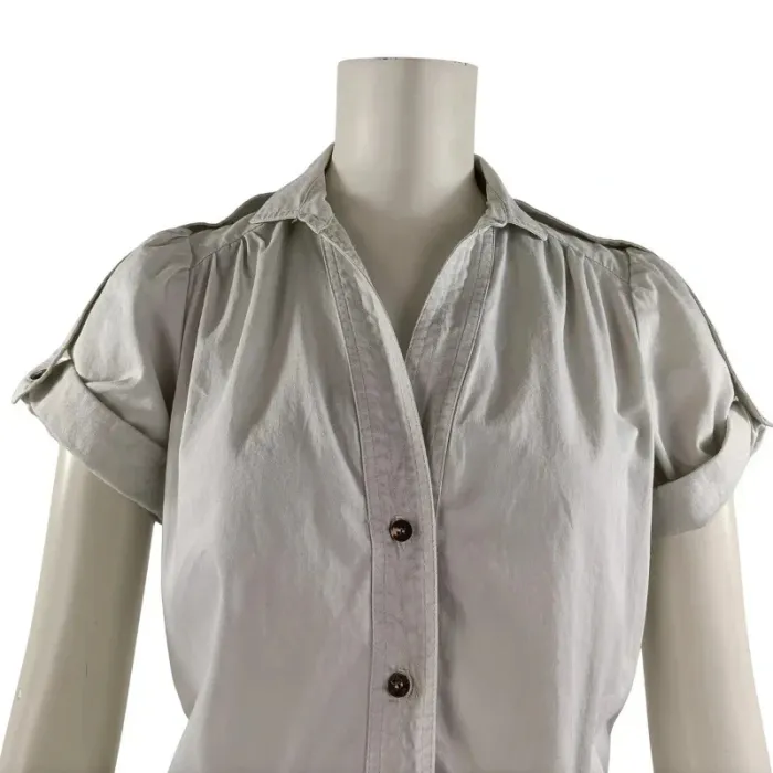 Combishort beige clair Maje manches courtes ceinturée coton taille 36 coupe city chic A1085 - photo numéro 6