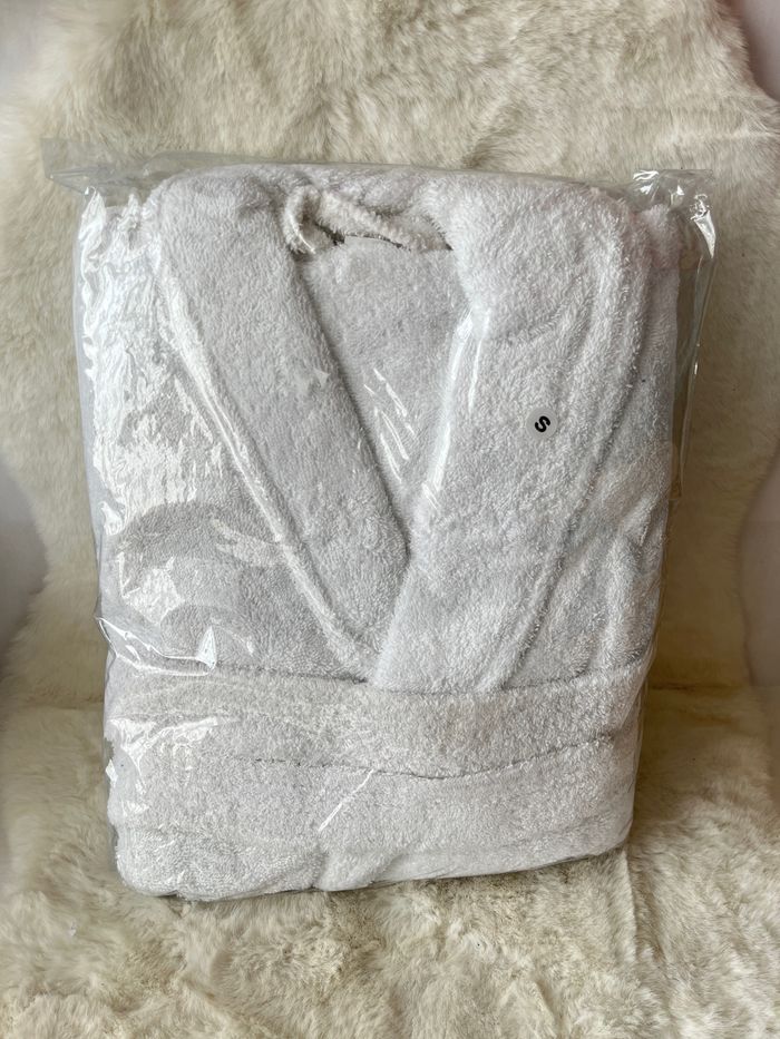 Peignoir de bain en éponge blanc taille S