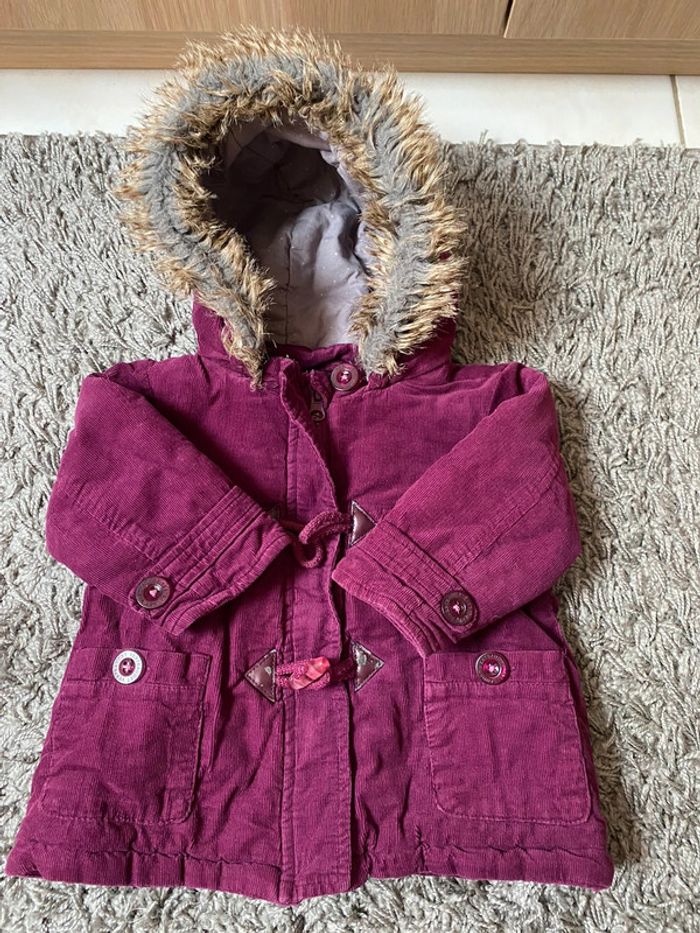 Manteau capuche hiver Verbaudet 12m/1an prune