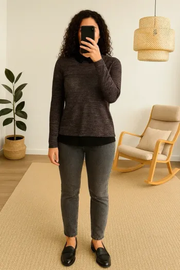 Top gris chiné taille 36 Camaïeu 👕