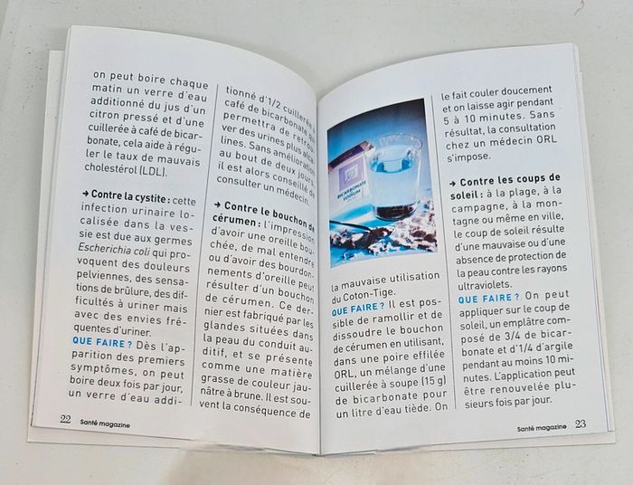 "Le bicarbonate, un super allié".
Santé magazine.
51 pages - photo numéro 3