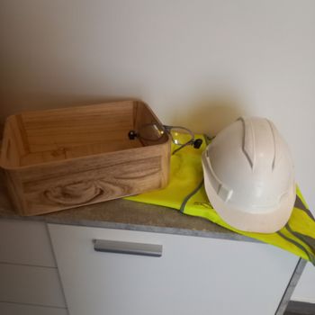 Casque de chantier + lunettes de protection avec led
