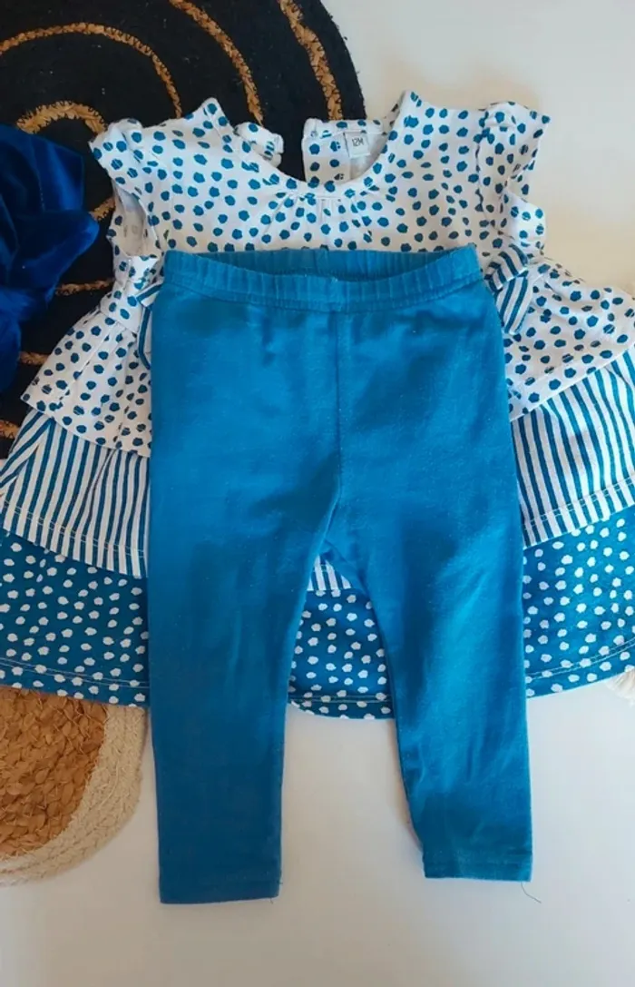 Ensemble bébé débardeur à noeud tee-shirt manches courtes et legging mi saison printemps été automne - photo numéro 4