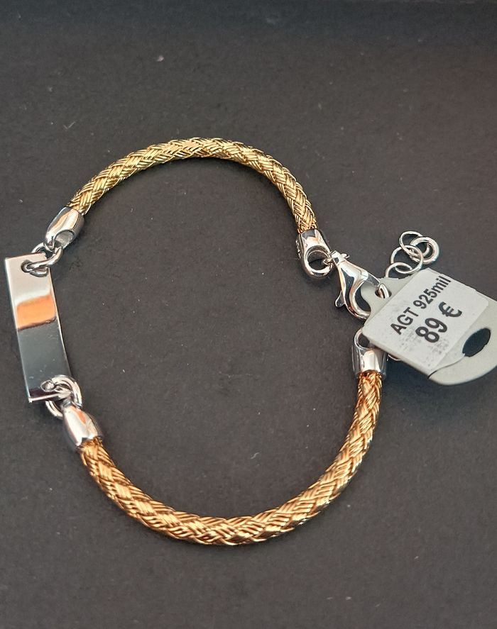 VALENZI, bracelet enfant, Argent doré 925 et plaque. Neuf. - photo numéro 4