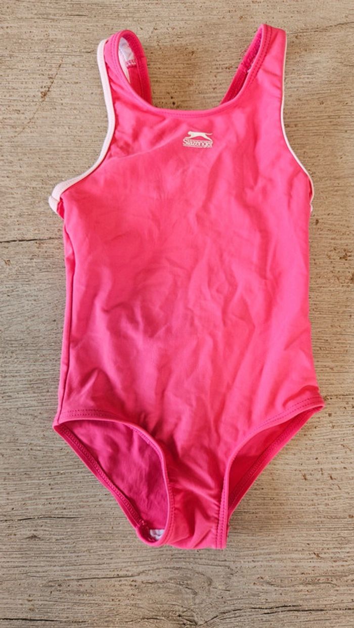 Maillot 1 piéce rose à bord rose clair, Slazenger, 3/4 ans, nickel - photo numéro 4