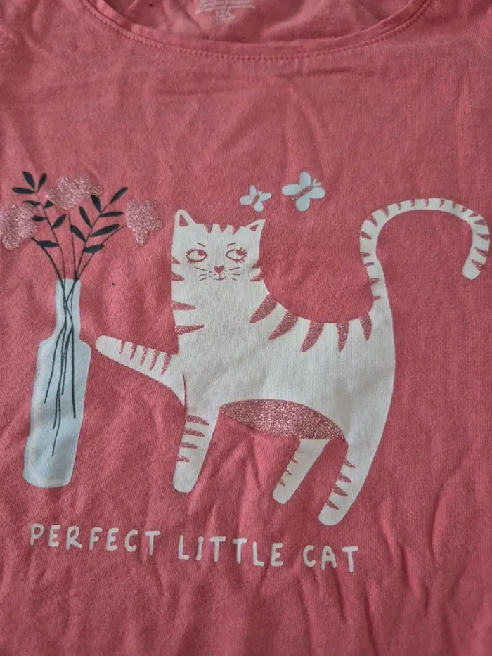 T-shirt manches longues imprimé chat - photo numéro 2