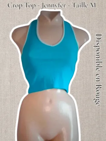 Crop Top bleu/blanc - Disponible en rouge/blanc - Jennyfer - Taille M