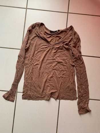 tee shirt manche longue marron taille 2