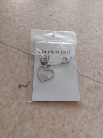 Collier + boucles d'oreilles acier inoxydable neuf