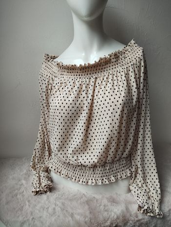 Haut épaules dénudées beige a pois noir Pimkie L