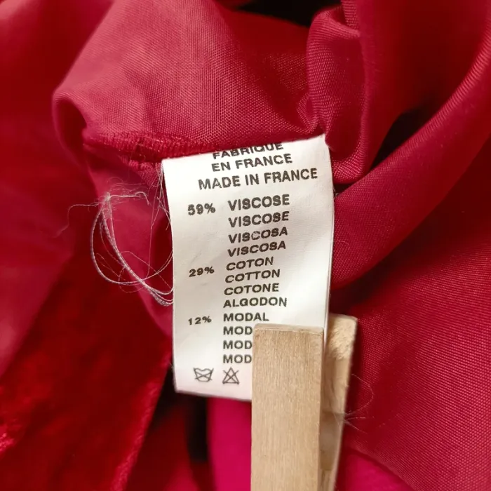 Robe rouge velours à bretelles fines – Cacharel – made in France – taille 38 A1319 - photo numéro 7