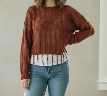 Pull corail femme