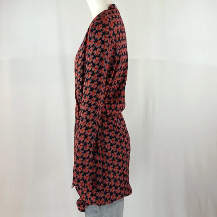 Robe cache-cœur imprimée La Petite Française noir orange bleu – Taille 40, 100 % viscose A950 - photo numéro 3