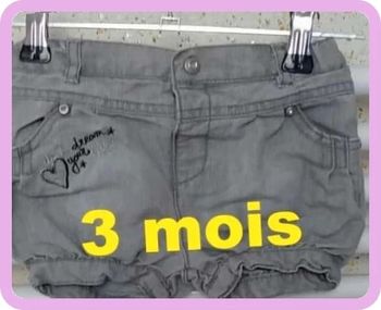 Short  en  jeans gris  Tissaïa Taille  3 mois