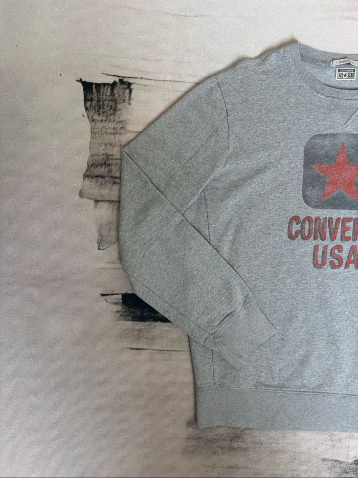 Sweat Converse vintage made in italy taille M gris clair imprimé étoile "converse USA" - photo numéro 4