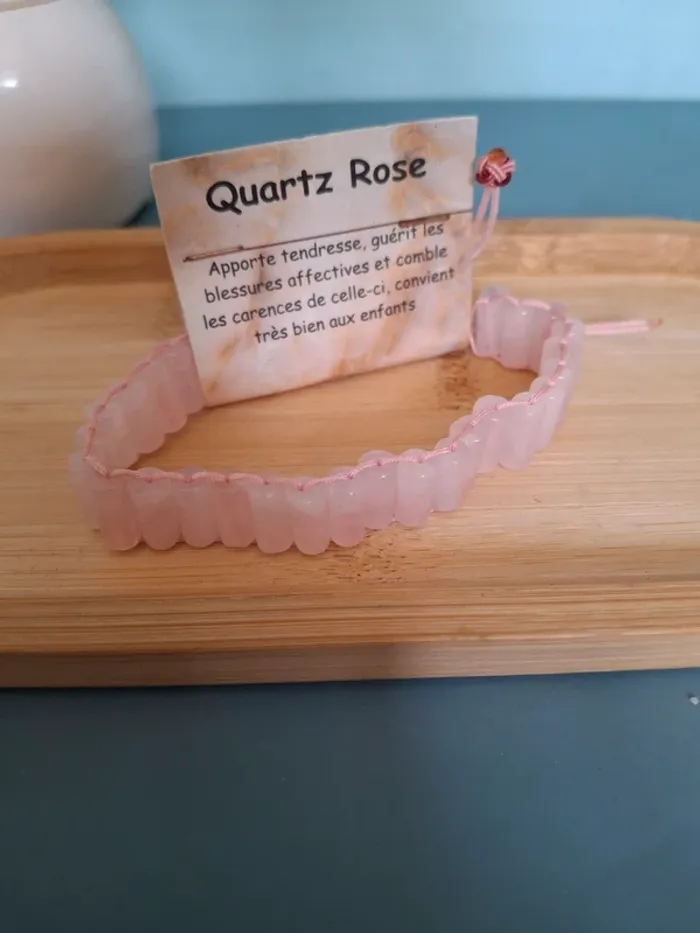 Bracelet en Quartz Rose avec cordon - photo numéro 2