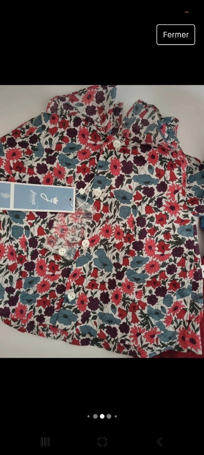 Barboteuse velours bordeau et blouse à col Jacadi 1 mois - photo numéro 6