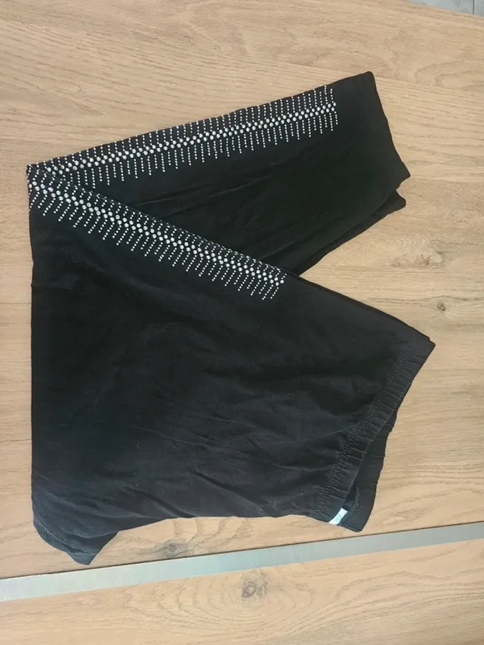 Pantacourt legging noir strass 52/54 - photo numéro 2