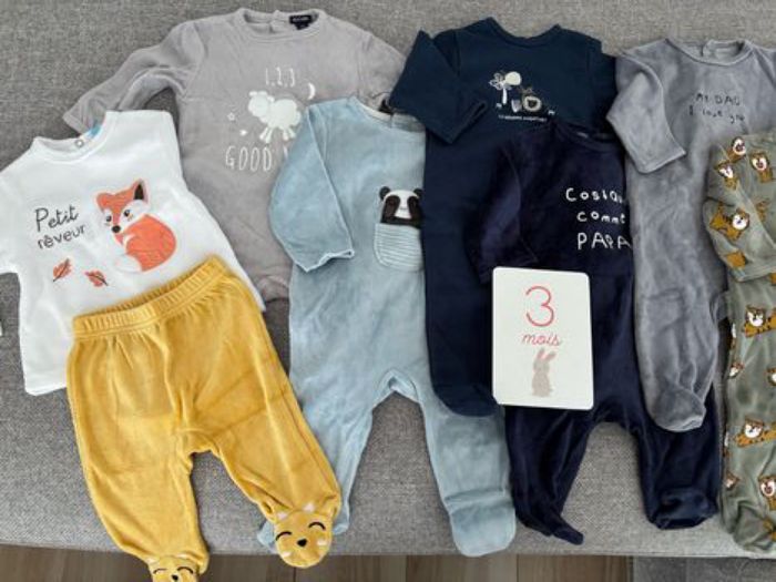 Lot pyjama velours 3 mois - photo numéro 2