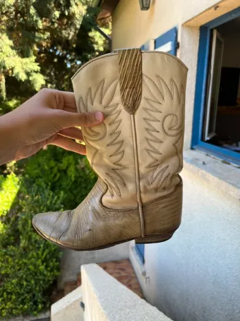 Santiags cuir vintage bohème champêtre country western
