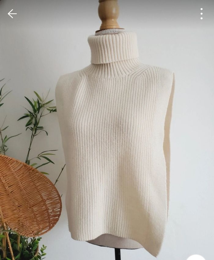 Pull col roulé sans manches en maille crème H&M Taille unique