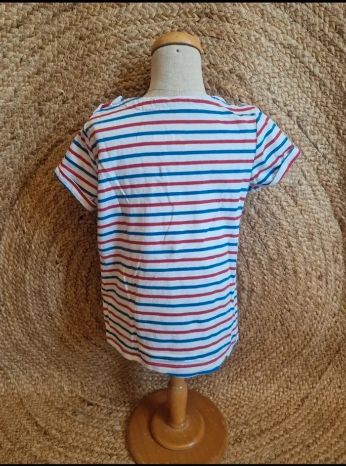 Jolie tee-shirt blanc à rayure plage fille sergent major 6 ans - photo numéro 3