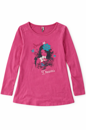 T-shirt manches longues, fille, 8 ans. Motif paillettes argentées. Orchestra;