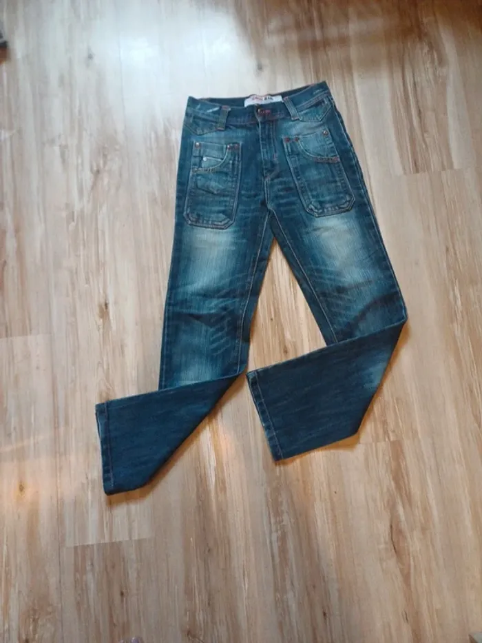 Joli pantan jeans droit délavé 12 ans