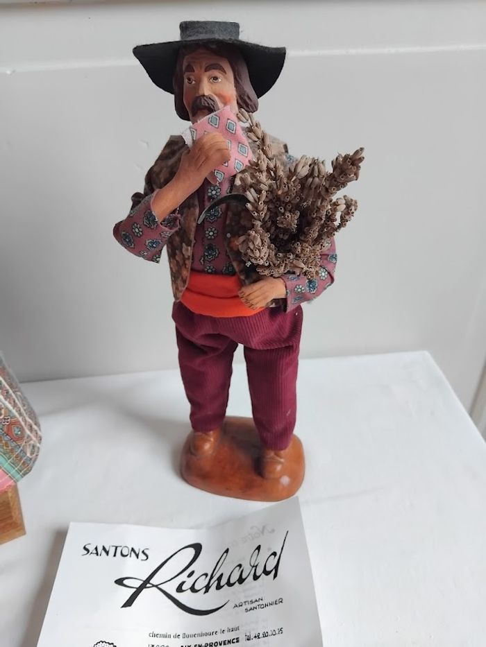 Grands Santons de Provence, couple lavandier signé RICHARD - photo numéro 3