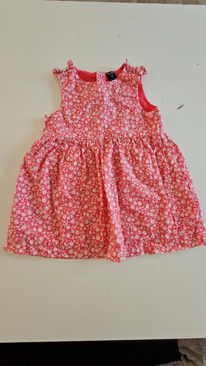 Robe rose fleurie blanche 12mois