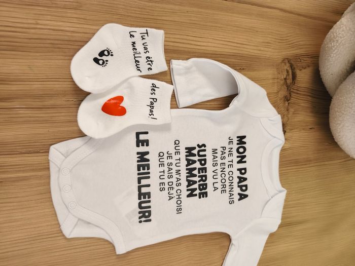 Ensemble Annonce Grossesse  Body Message & Chaussettes – Surprise Futur Papa - photo numéro 3