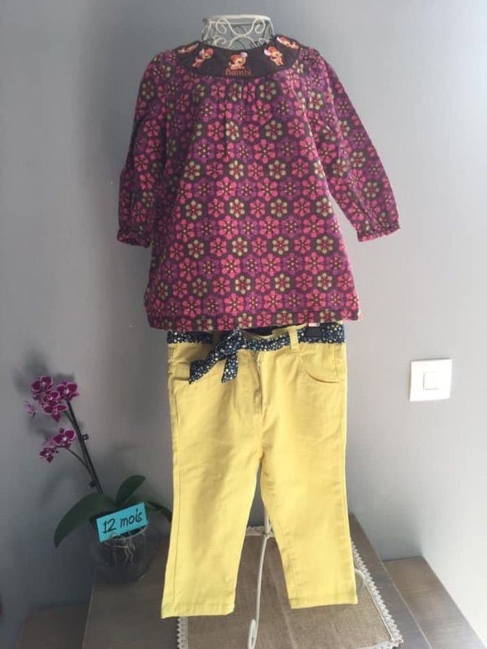 Ensemble blouse et pantalon fille 12 mois Tao / Disney bambi