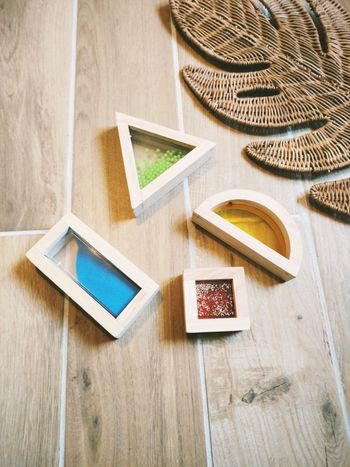 👋Gros blocs/prismes sensoriels multicolores en bois d'hevea