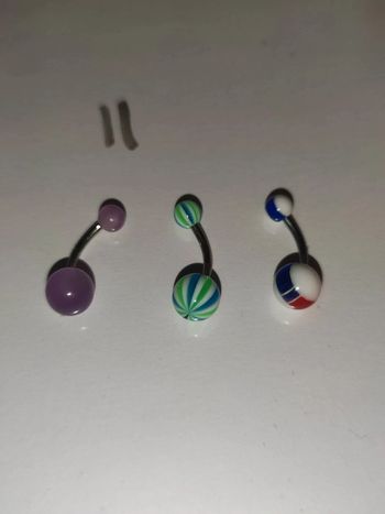 Lot de 3 piercings nombril acier chirurgical et acrylique