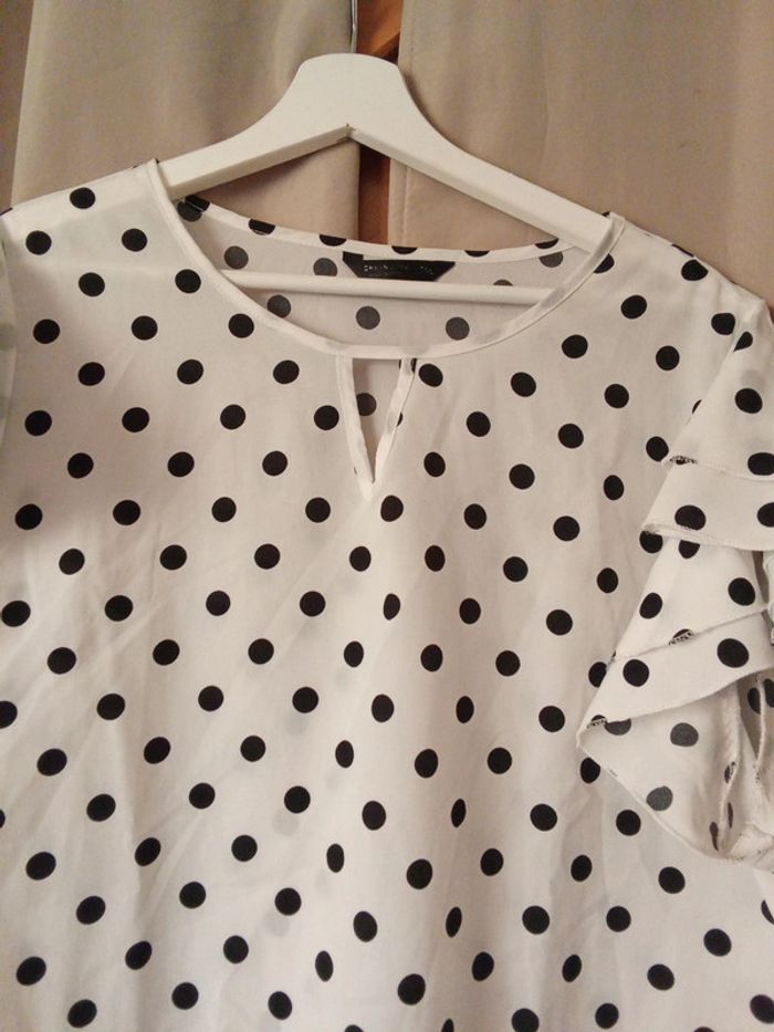 Blouse légère blanche à pois noir Shein 44 - photo numéro 3