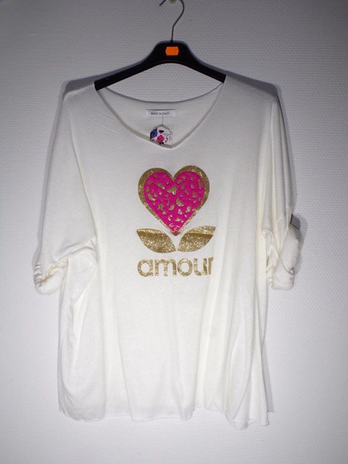 Pull fin "amour" femme taille unique (40-46)- Neuf sans étiquette- just me
