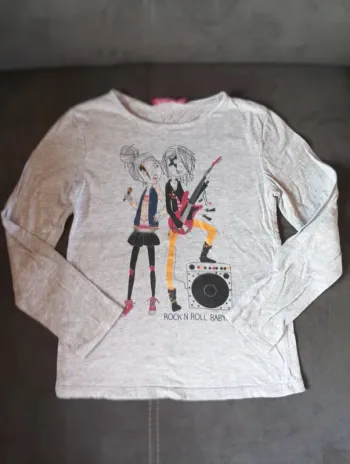 Tee shirt chemise manches longues Fille 8 ans Rock and roll Nky