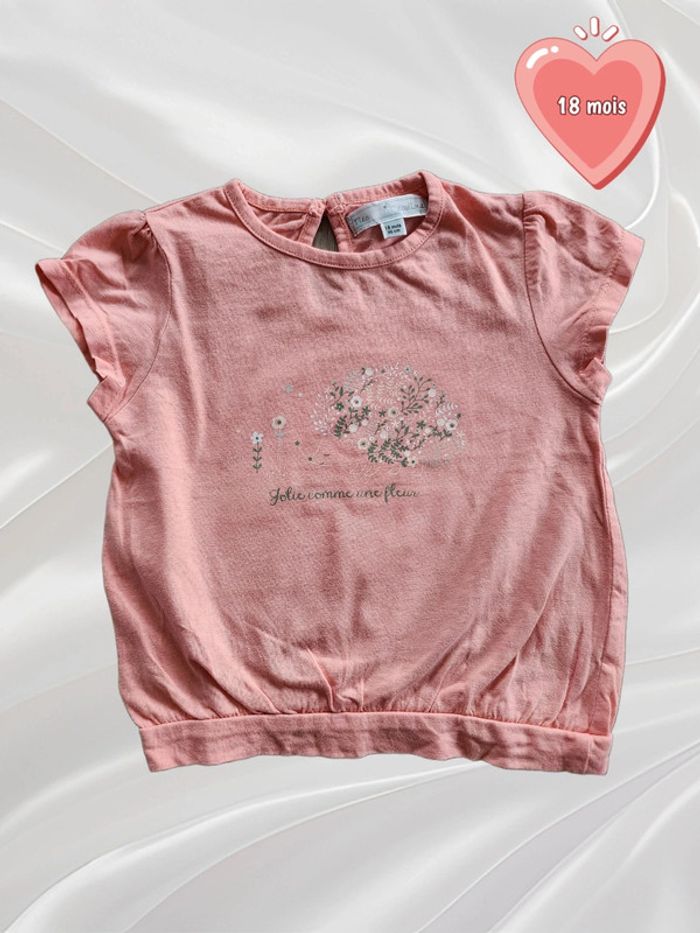 T-shirt rose corail fille 18 mois