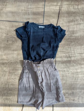 Lot short + t-shirt fille 18 mois