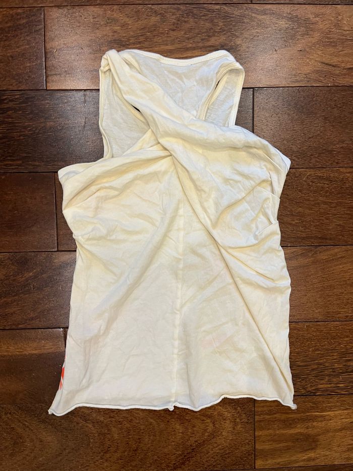 Débardeur jaune pale imprimé fleur taille 7-8 ans sisley - photo numéro 3