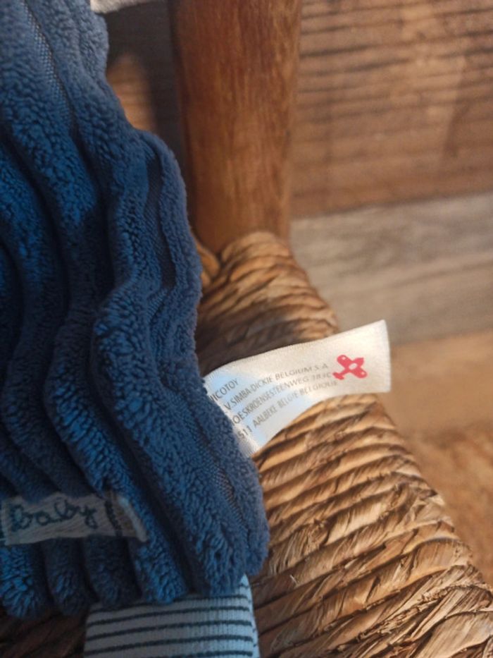 Doudou lapin Nicotoy bleu velours côtelé TBE - photo numéro 5